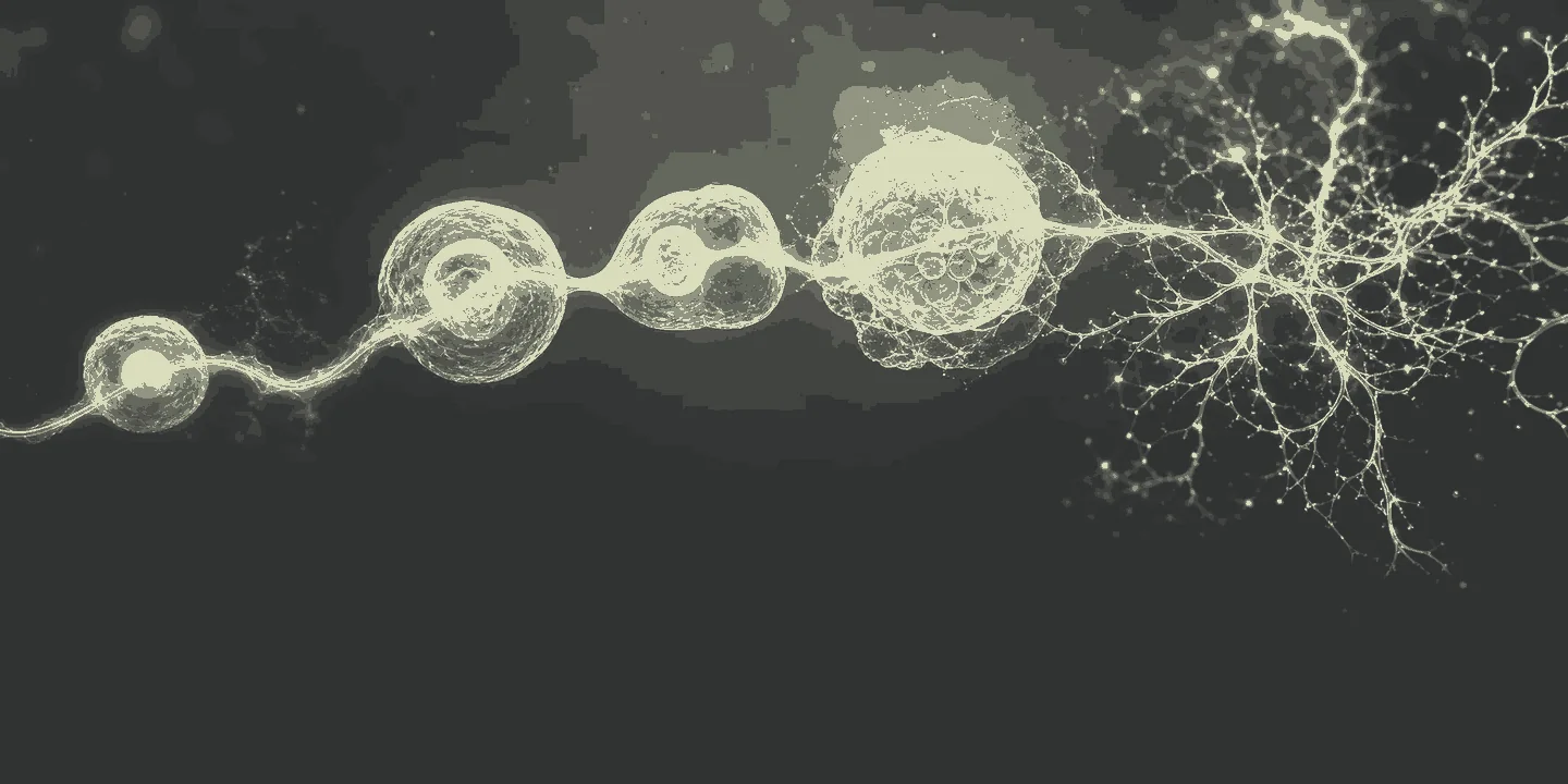 Two-tone filament evolving through a sequence of cellular forms