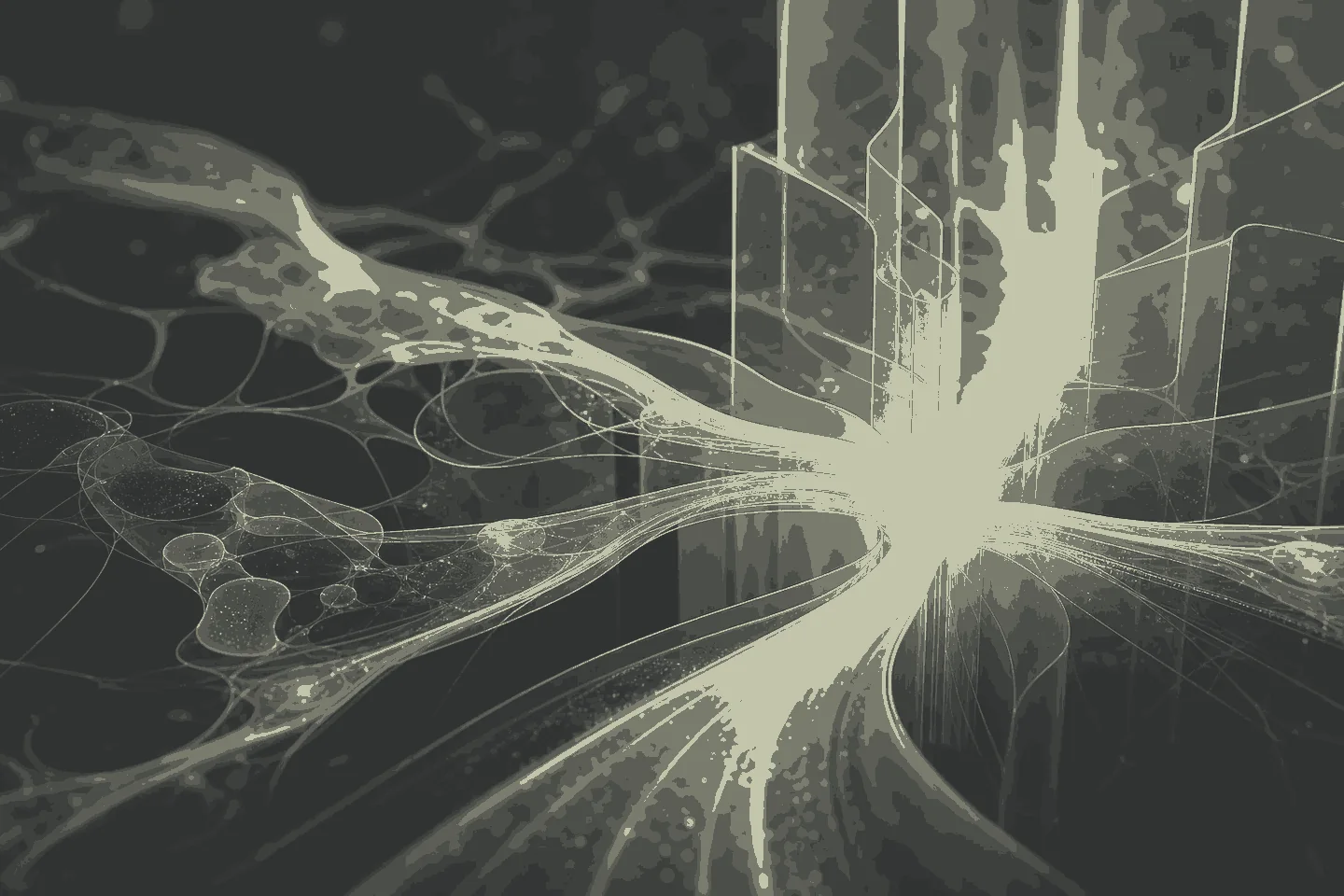 Abstract decision pathways converging toward a clear forward direction